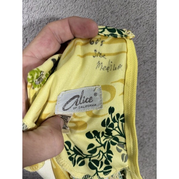 Vintage S-M Alice Of California Long Sleeve Yellow Floral Maxi Hippie‎ Dress 60s - Picture 9 of 14